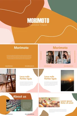 橙色极简创意现代企业Morimoto演示模板简约设计PPT模板