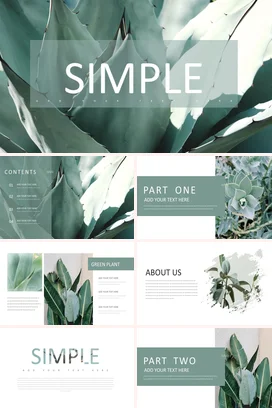 浅绿极简创意个人简约之美简单自然设计演讲精美PPT模板