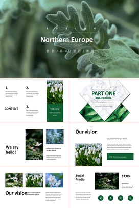 浅绿极简小清新简约大学北欧春季计划总结工作总结计划PPT模板