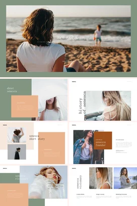 浅绿极简文艺个人海边的温馨时光海滩家庭休闲演讲PPT模板