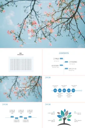浅蓝小清新简约文艺个人工作总结汇报工作总结计划PPT模板