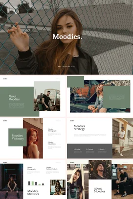 灰色时尚简约文艺个人Moodies情感表达演讲PPT模板