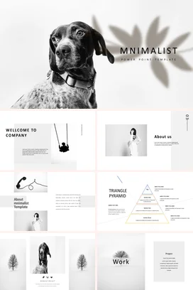 灰色简约创意个人极简风格狗狗设计演讲PPT模板