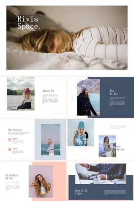 白色极简温馨简约个人RiviaSpace生活空间休息床铺PPT模板