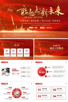 红金大气商务高端企业新起点新未来年度总结PPT模板