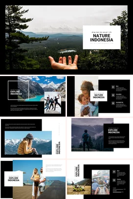 绿色极简大气创意个人自然印尼探索营销推广PPT模板