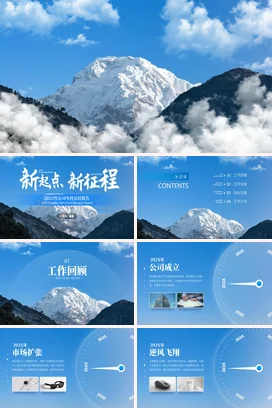 蓝色大气高级感平滑动画年中年终工作总结计划品牌介绍PPT模板