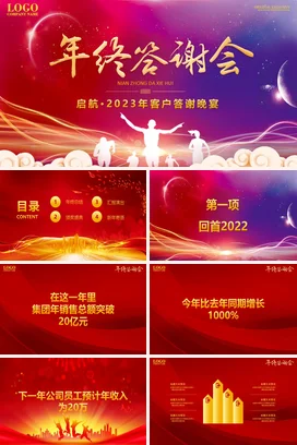 企业年会年终客户答谢会PPT模板年度颁奖晚