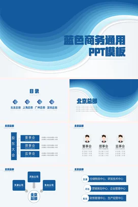 商务简约大气企业蓝色商务通用业务介绍PPT模板