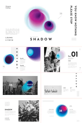 弥散渐变极简创意现代个人抽象艺术与文字结合设计演讲课件PPT模板