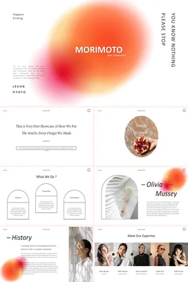 弥散渐变极简现代个人Morimoto创意展示演讲课件PPT模板