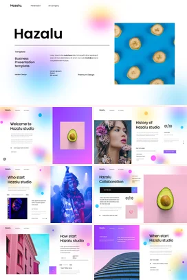 弥散渐变极简现代高级感企业Hazalu商务展示模板创意PPT模板