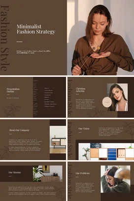 棕色时尚简约个人极简时尚策略业务介绍精美PPT模板