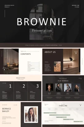 棕色极简大气创意企业Brownie项目展示项目汇报PPT模板