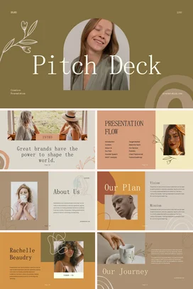 棕色极简温馨企业Pitch Deck创意展示项目汇报PPT模板
