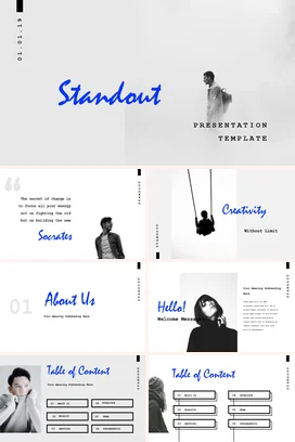 灰色极简创意简约个人Standout 演讲模板课件PPT模板