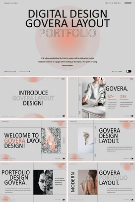 灰色极简简约高级感个人数字设计作品集组合布局业务介绍PPT模板