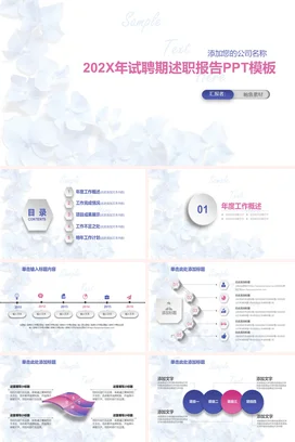 白色极简小清新简约个人试聘期述职报告精美PPT模板