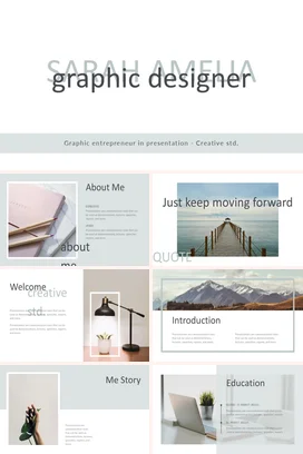 白色极简简约个人图形设计师介绍graphicdesignerPPT模板