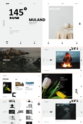白色极简简约高级感企业MULAND：145度爱的循环设计PPT模板