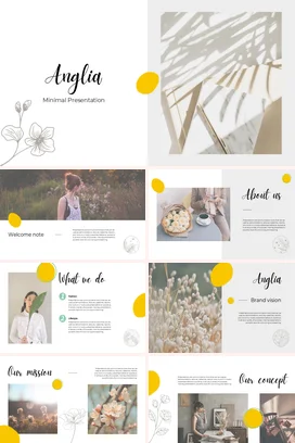 白色简约小清新个人Anglia极简展示风格教学课件PPT模板课件