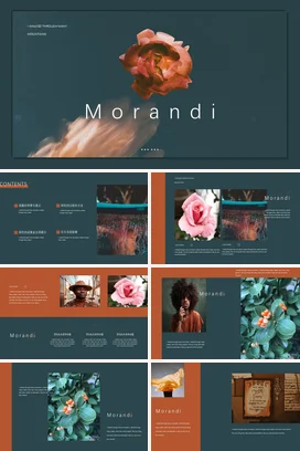 磨砂质感极简高级感艺术个人Morandi色彩美学演讲课件PPT模板