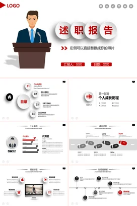简约晋升主管述职报告PPT模板
