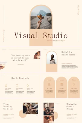 米色极简创意温馨个人视觉工作室介绍设计业务介绍精美PPT模板