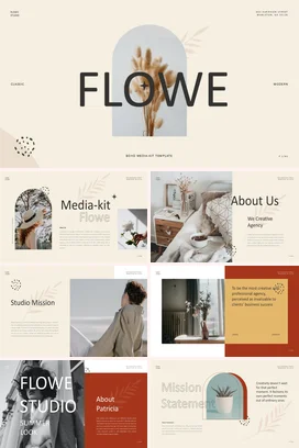 米色极简现代文艺个人FLOWE品牌介绍植物设计业务介绍PPT模板