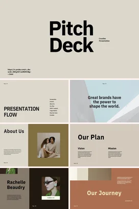 米色极简简约企业创意Pitch Deck展示项目汇报PPT模板