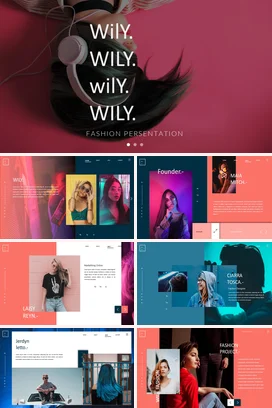 粉色创意简约个人WILY时尚展示呈现设计新品发布精美PPT模板