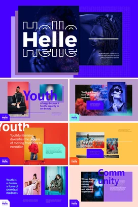 紫色创意时尚炫酷个人Helle艺术展示演讲精美课件PPT模板