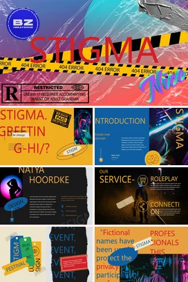 红色创意故障风炫酷个人STIGMA与限制stigma错误PPT模板课件