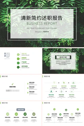 绿色小清新个人清新简约述职报告精美PPT模板
