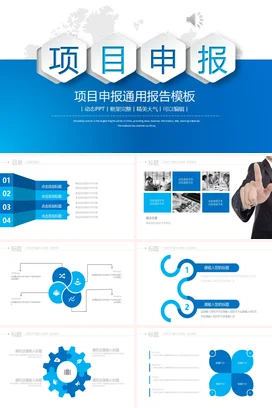 蓝色商务项目申报PPT模板