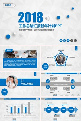 蓝色年中总结季度总结工作总结工作计划工作报告商务报告 PPT模板