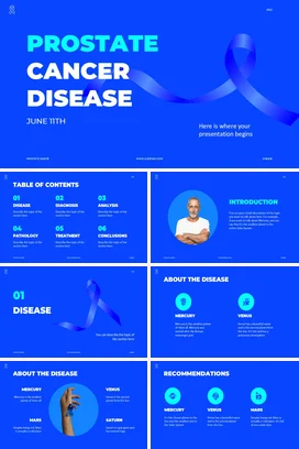 蓝色极简大气医疗医院前列腺癌疾病宣传蓝丝带学术报告PPT模板