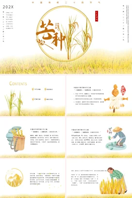 黄色新国风简约学校中国传统二十四节气之芒种传统文化PPT课件