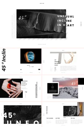 黑色极简创意简约个人不等的心境叶子倾斜演讲精美PPT课件模板