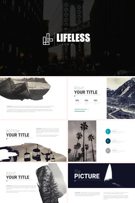 黑色极简大气创意企业Lifeless Page设计项目汇报PPT模板