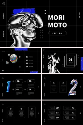 黑色科技感创意炫酷企业MORI MOTO .06PPT模板