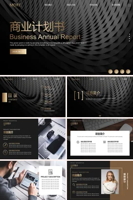 黑金商务高端简约企业商业计划书年度报告年度总结精美PPT模板