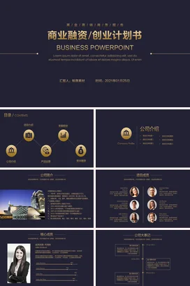黑金极简商务高端企业商业融资_创业计划书项目汇报精美PPT模板