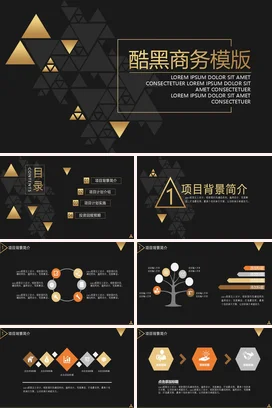 黑金高端创意企业酷黑商务模版业务介绍精美PPT模板