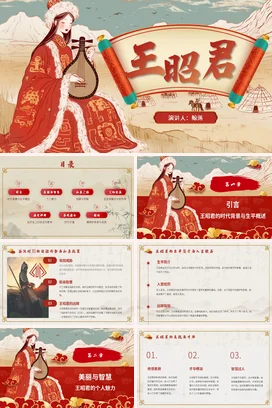 【王昭君】中国古代女性人物介绍PPT课件模板(3)