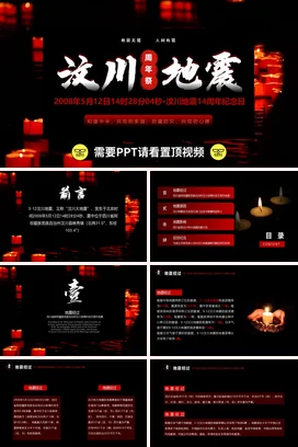 中小学汶川地震全国防灾减灾日主题班会PPT课件模板