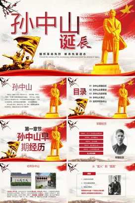 历史人物评价之孙中山历史人物介绍PPT课件模板 (5)