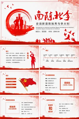 史说新语陈独秀与李大钊历史人物介绍PPT课件模板