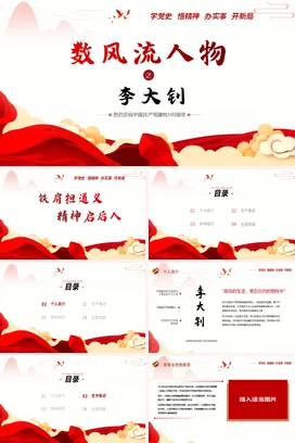 数风流人物李大钊历史人物介绍PPT课件模板