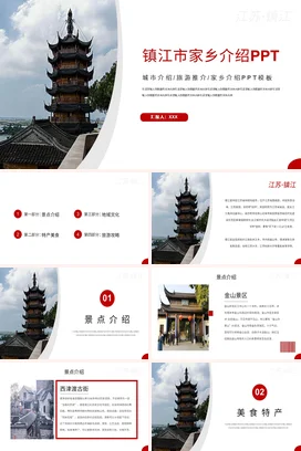 江苏镇江介绍我的家乡PPT课件模板